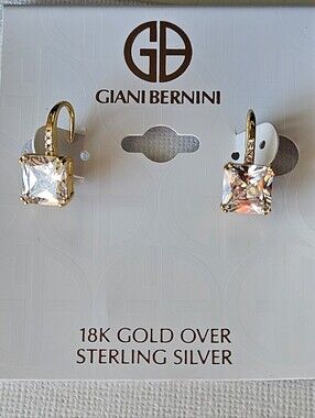 Giani Bernini Square Cubic Zirconia Leverback Earrings